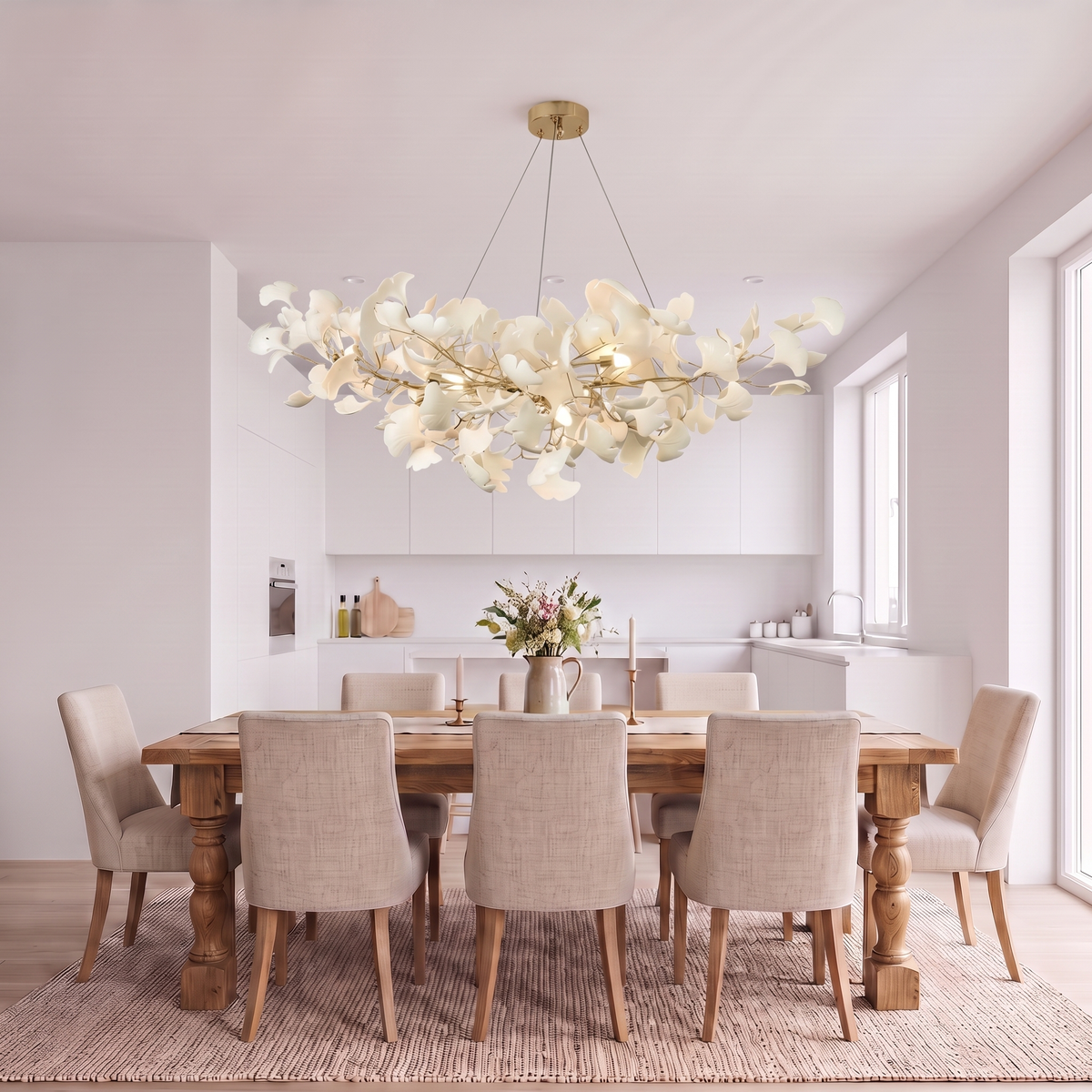 Seraphina 180–200 cm gold over a dining table