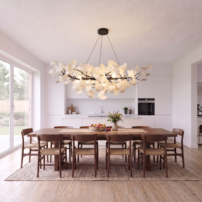 Seraphina 180–200 cm black over a dining table