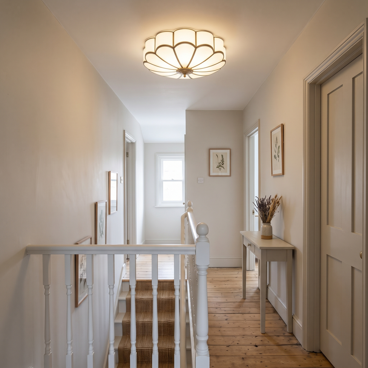Rosalind flush ceiling light on a Victorian landing