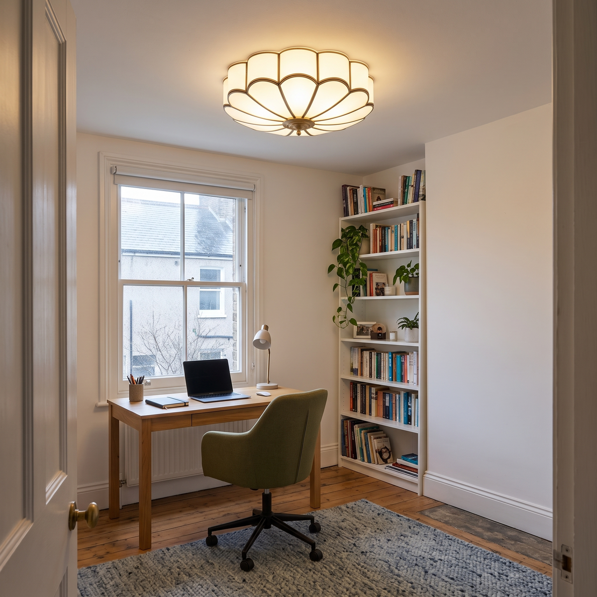 Rosalind flush ceiling light in a home office