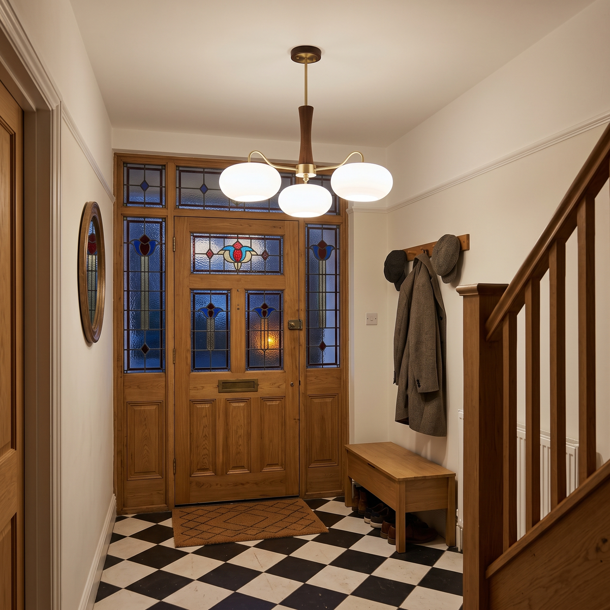 Tall Cassius chandelier in an entrance hall