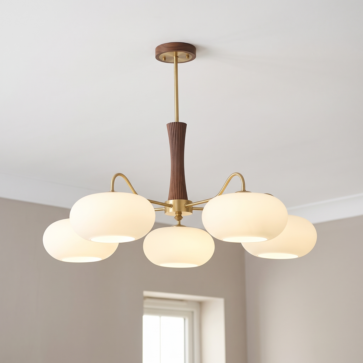 Cassius 5 lamps, tall, walnut