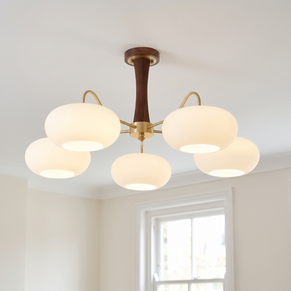 Cassius 5 lamps, short, walnut