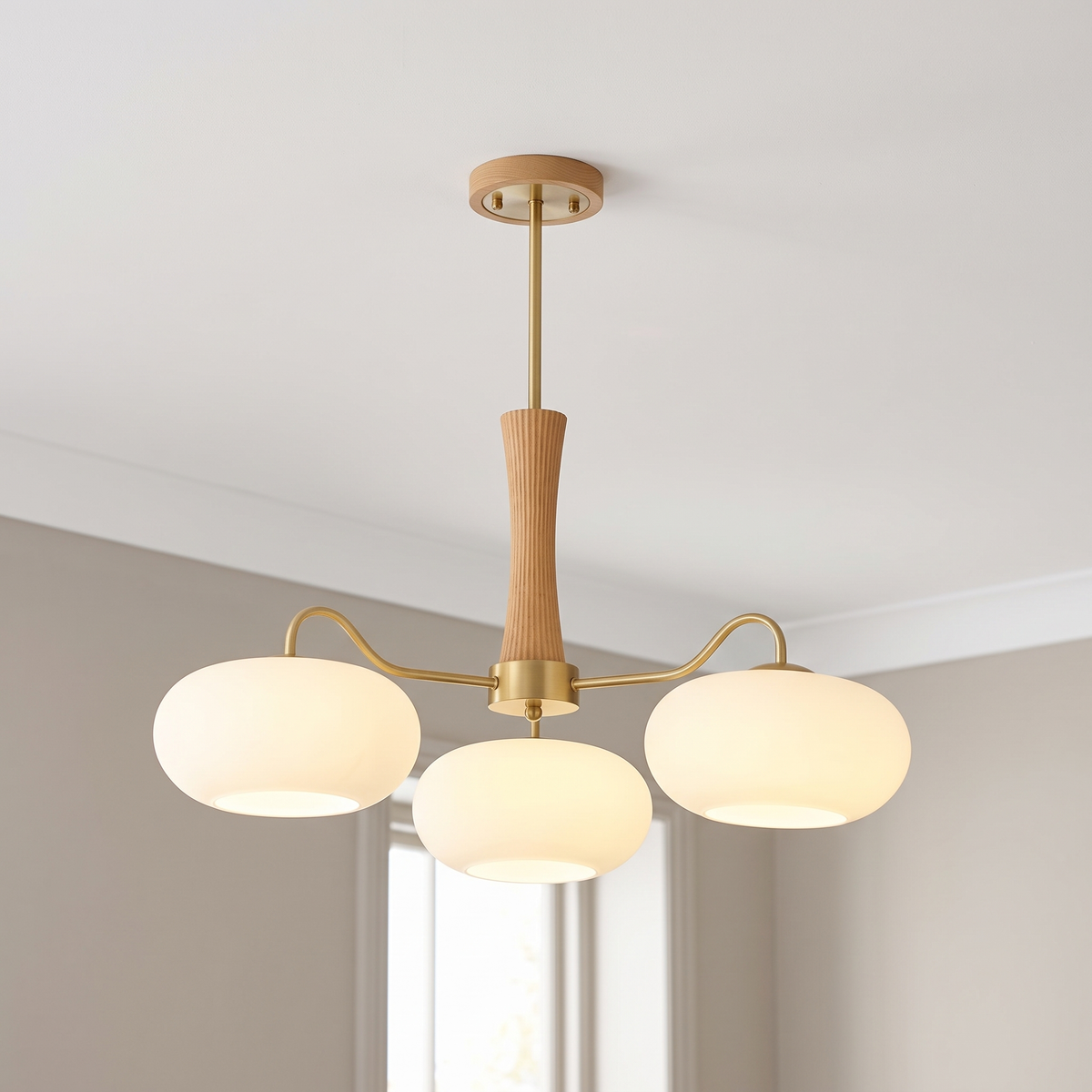 Cassius 3 lamps, tall, natural wood