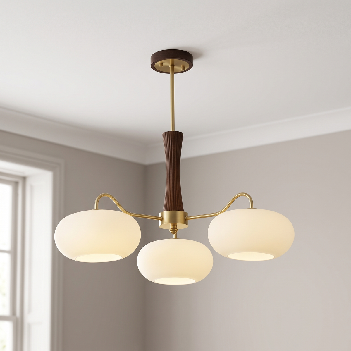 Cassius 3 lamps, tall, walnut