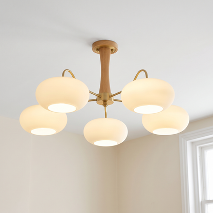 Cassius 5 lamps, short, natural wood