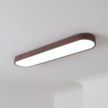 Elodie oval ceiling light, dark brown wood-grain, cool white light