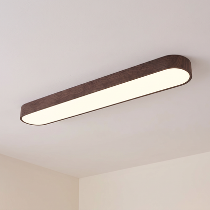 Elodie oval ceiling light, dark brown wood-grain, warm white light