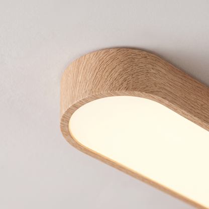Close-up of the Elodie wood-grain rim and frosted diffuser
