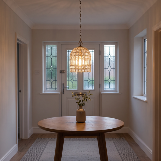 Cordelia crystal birdcage pendant – sparkling above an entry table