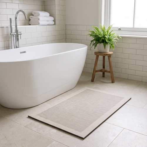 Greer quick-dry bath mat – beside a bath