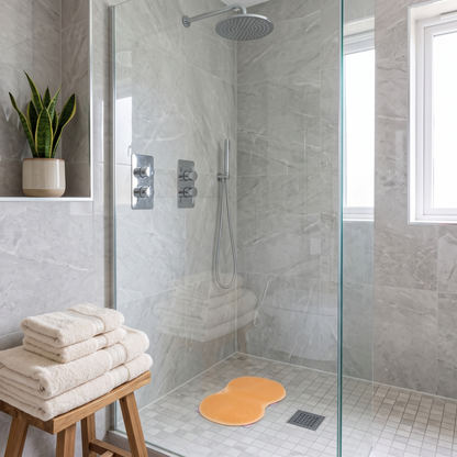Lettice scrubber shower mat – on a shower floor