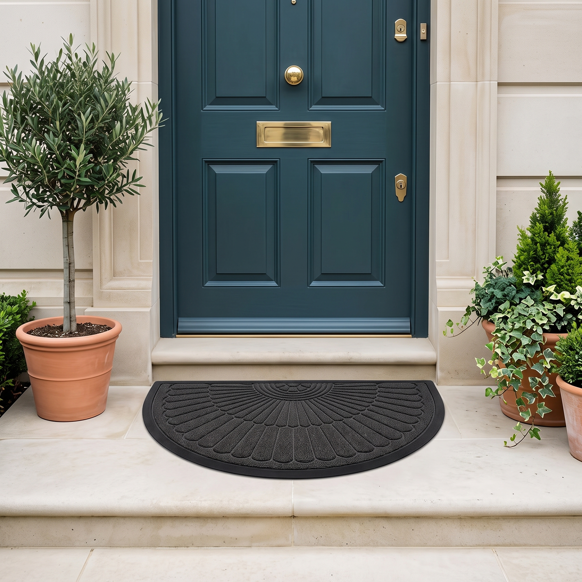 Carys semi-circle door mat – at a front door