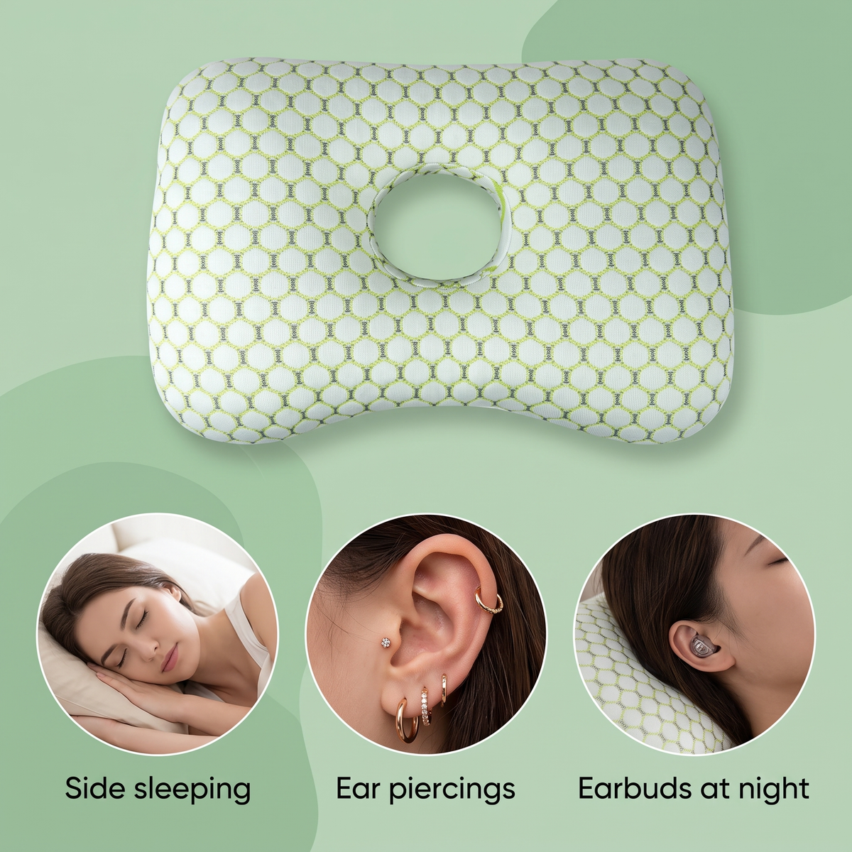 Marlowe Cotton Donut Pillow for Side Sleepers with Ear Hole