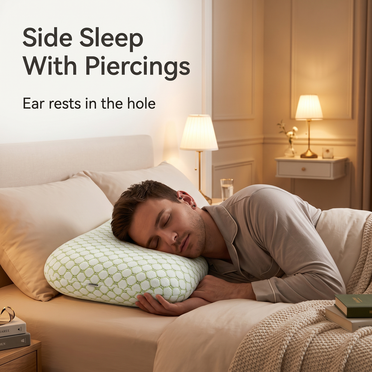 Marlowe Cotton Donut Pillow for Side Sleepers with Ear Hole