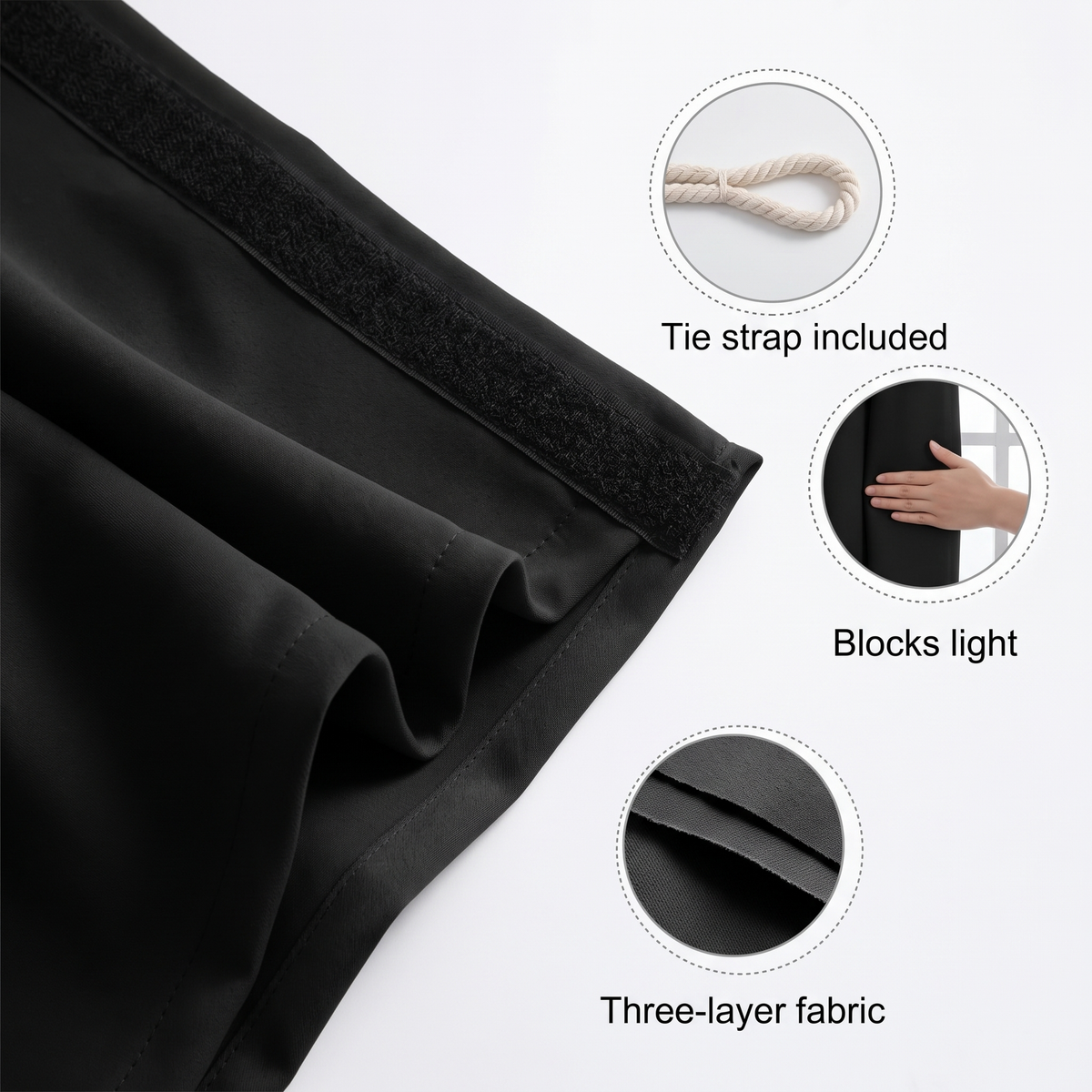 Elspeth Blackout Curtain for Bedrooms with Stick-On Fixing