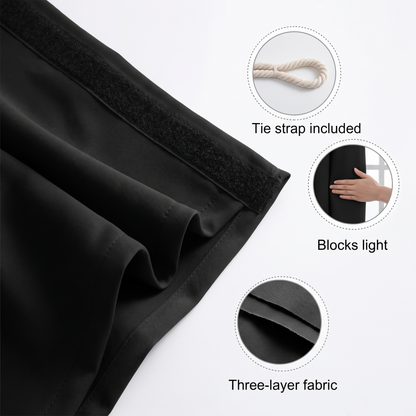 Elspeth Blackout Curtain for Bedrooms with Stick-On Fixing