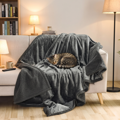 Hester Reversible Sherpa Blanket for Sofas with Flannel