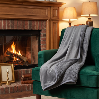 Hester Reversible Sherpa Blanket for Sofas with Flannel