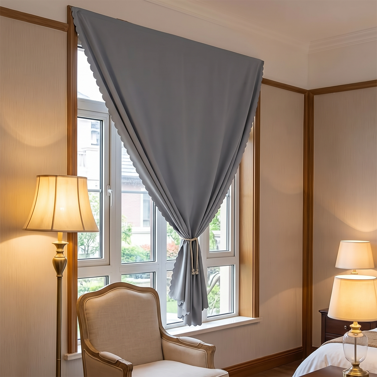 Elspeth Blackout Curtain for Bedrooms with Stick-On Fixing