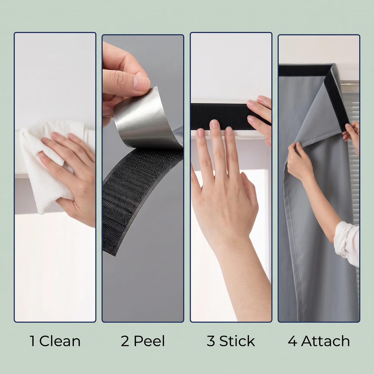 Elspeth Blackout Curtain for Bedrooms with Stick-On Fixing