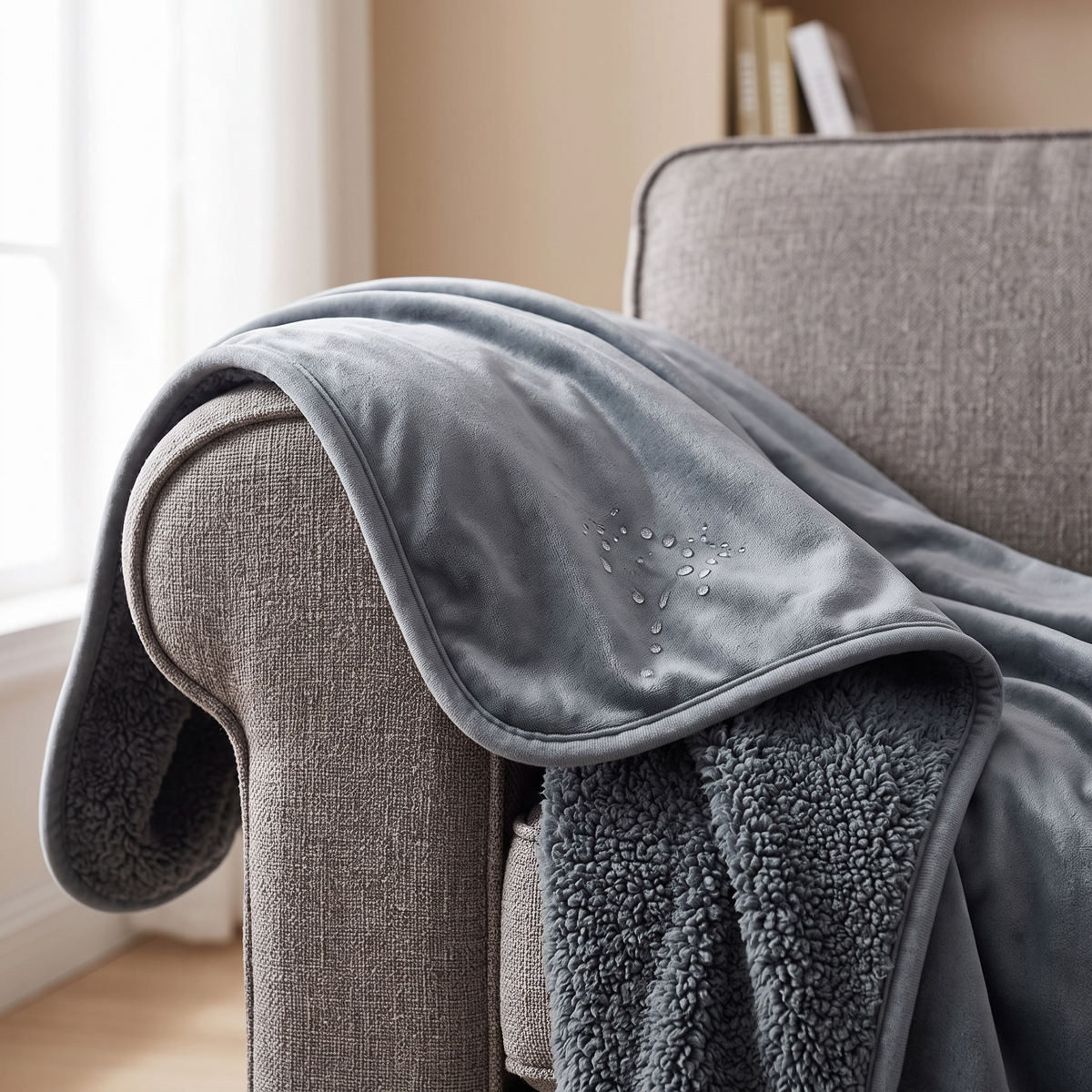 Hester Reversible Sherpa Blanket for Sofas with Flannel