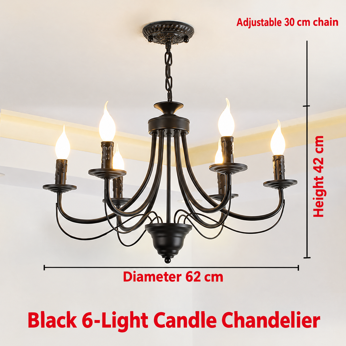Ramona 6-light – 62 cm diameter, 42 cm high