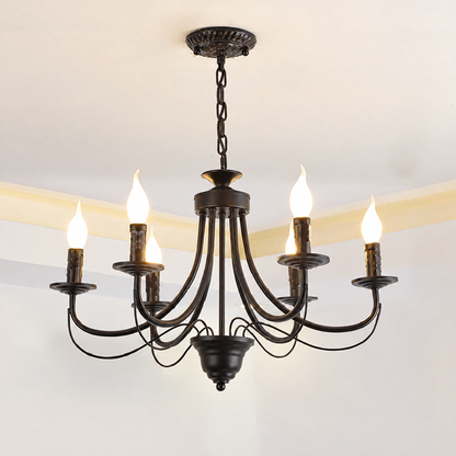 Ramona black candle chandelier – curved iron arms