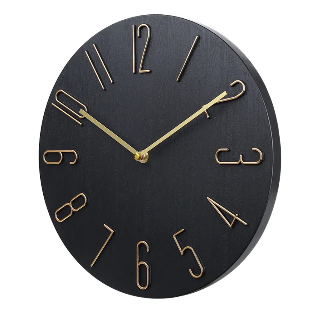 Theodosia Round Wall Clock – Black and Gold