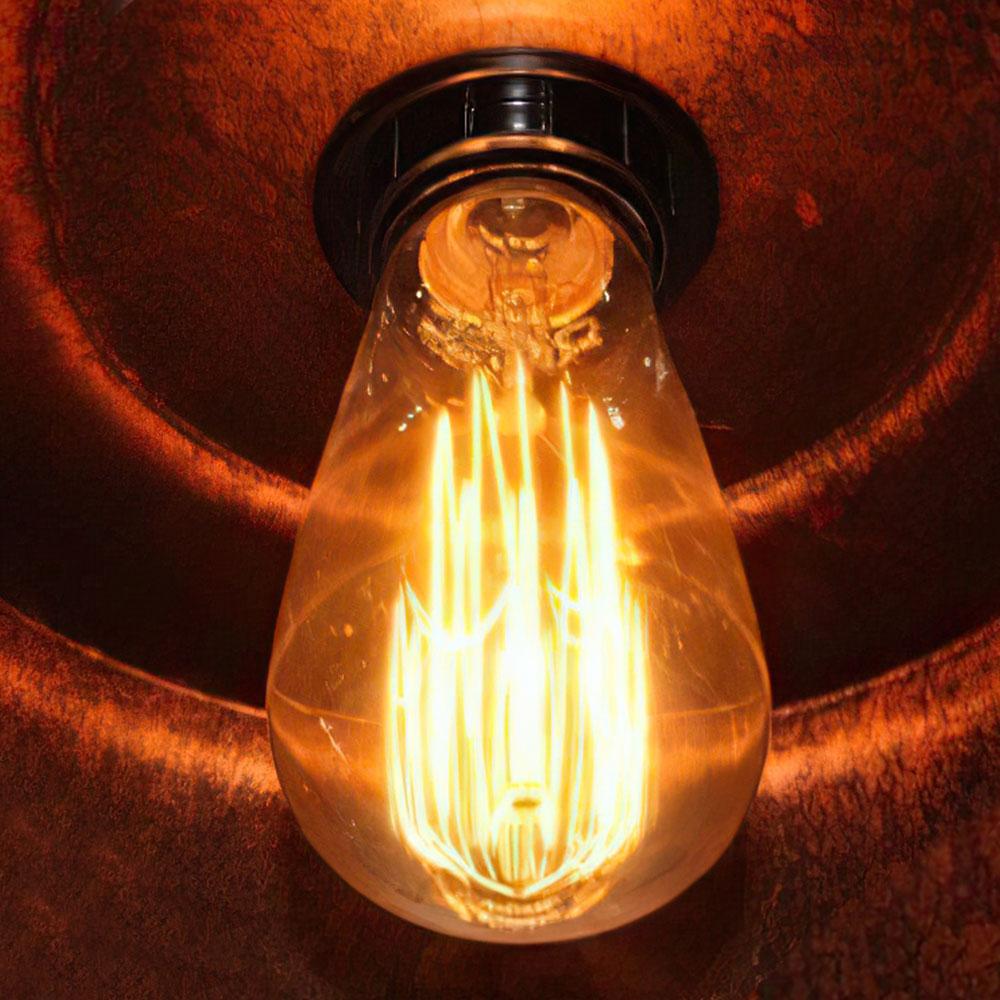 Rafferty rustic dome pendant light – filament bulb close-up