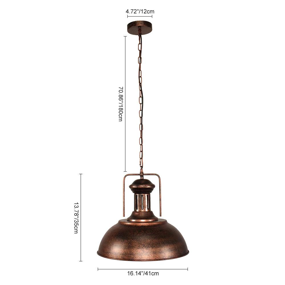 Rafferty rustic dome pendant light – size diagram