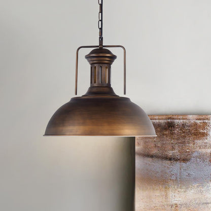 Tobias bronze dome pendant – against a concrete wall