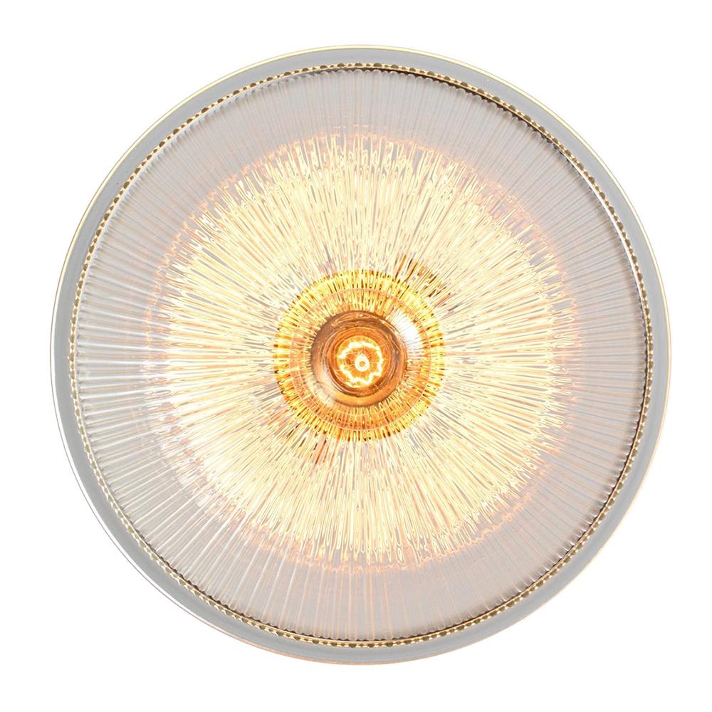 Everett ribbed glass dome pendant – lit glass seen from below