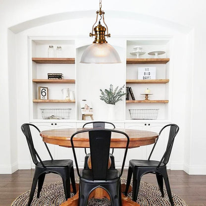 Everett ribbed glass dome pendant – in a dining room