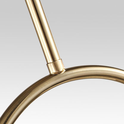 Mirabel twin globe pendant light – brass rod curve close-up