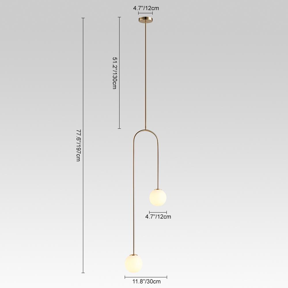 Mirabel twin globe pendant light – size diagram