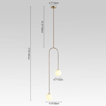 Mirabel twin globe pendant light – size diagram
