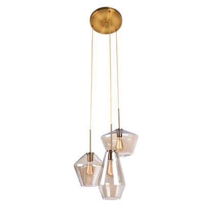 Beatrix faceted glass pendant – 3-light on white
