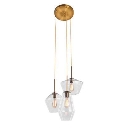 Beatrix faceted glass pendant – 3-light round canopy in clear