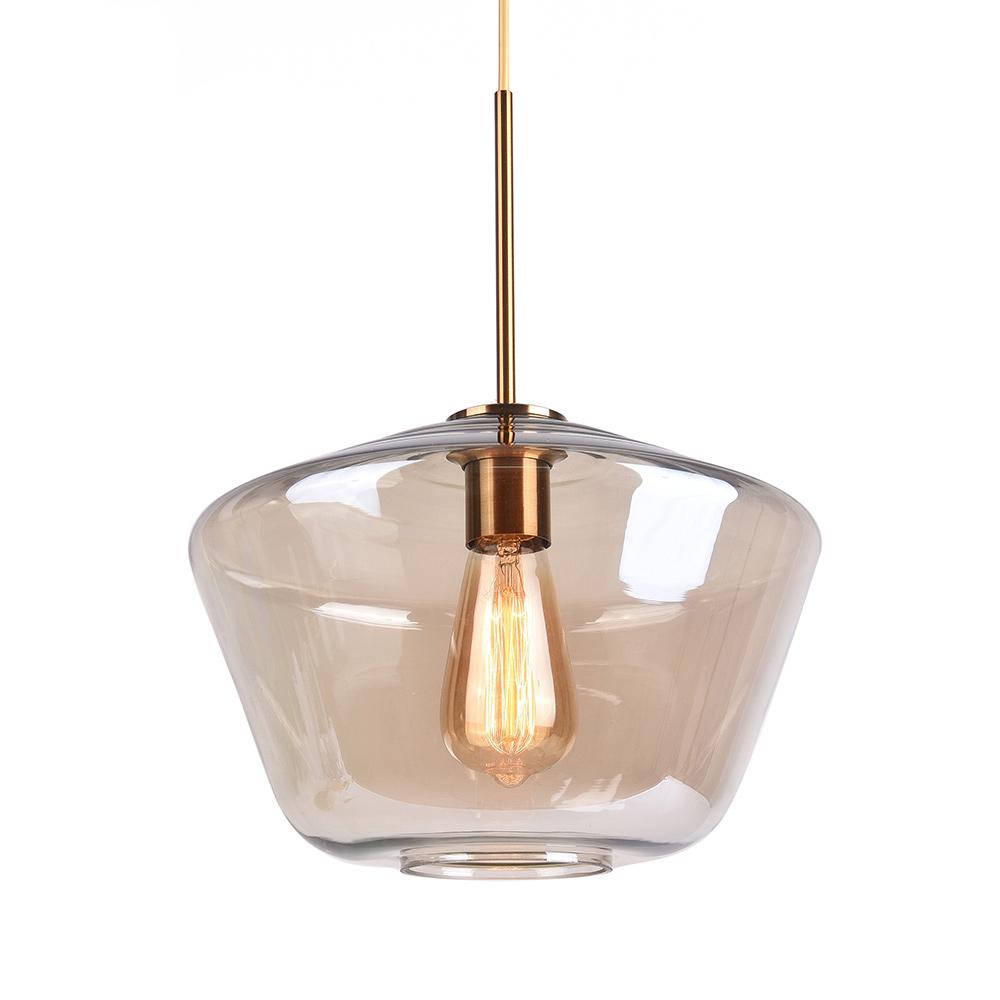 Beatrix faceted glass pendant – large in amber on white