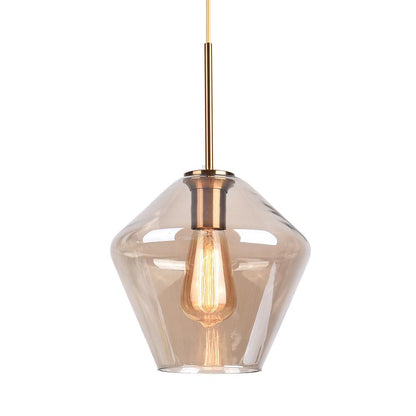 Beatrix faceted glass pendant – medium in amber on white