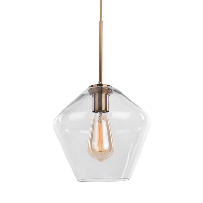 Beatrix faceted glass pendant – medium in clear on white