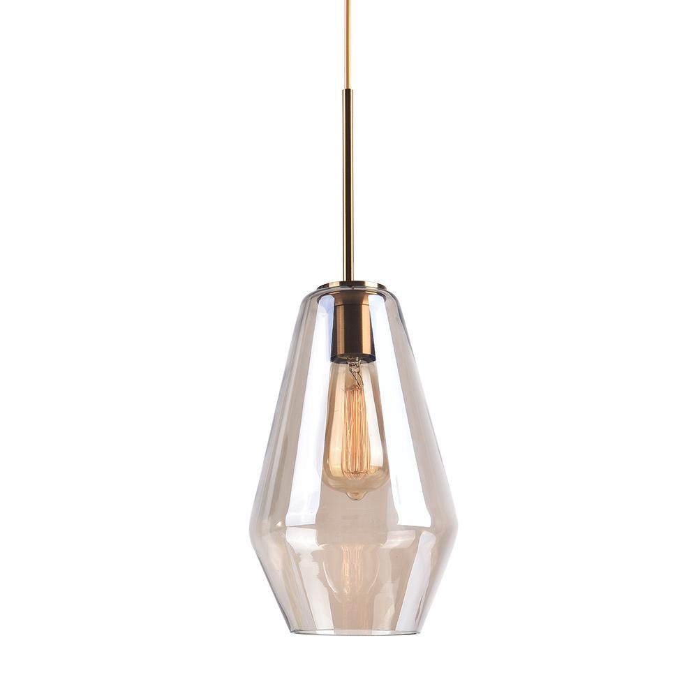 Beatrix faceted glass pendant – small in amber on white