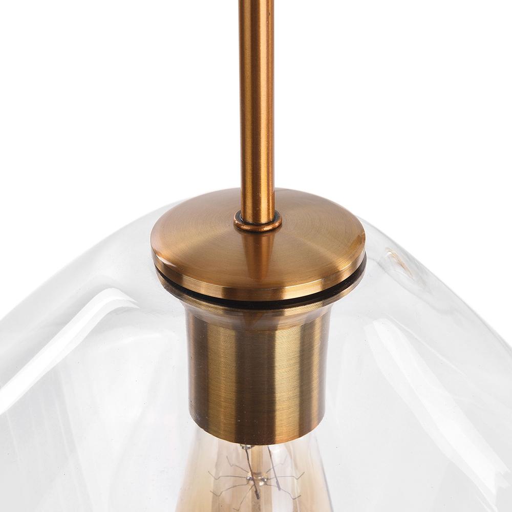 Beatrix faceted glass pendant – brass holder, close view