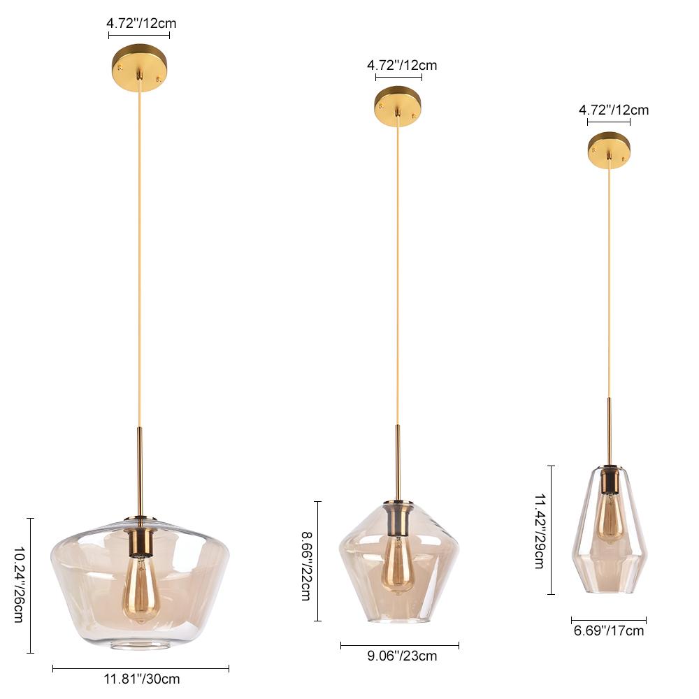 Beatrix faceted glass pendant – size diagram