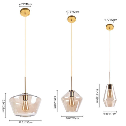 Beatrix faceted glass pendant – size diagram
