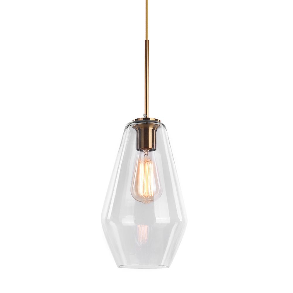 Beatrix faceted glass pendant – small in clear glass on white