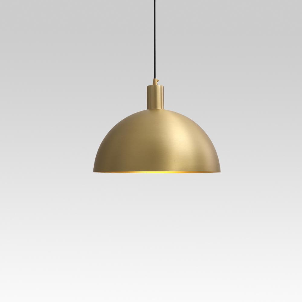 Vincenzo lipped dome pendant – in brass on white