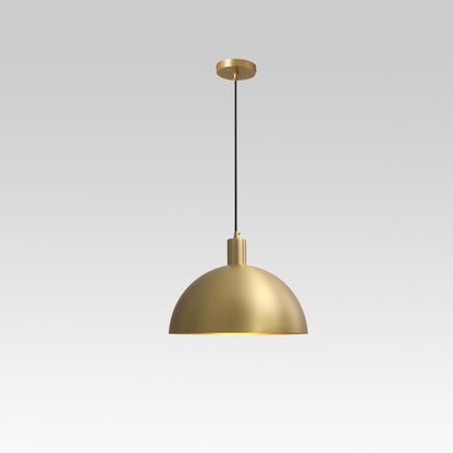 Vincenzo lipped dome pendant – in brass with canopy on white