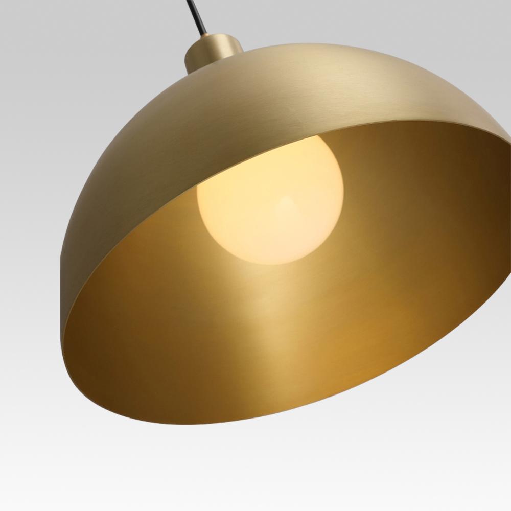 Vincenzo lipped dome pendant – brass dome with bulb